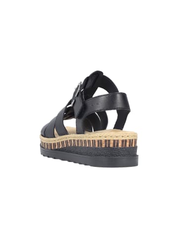 rieker Sandalen mit Keilabsatz aus Leder Schwarz