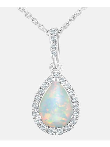 Diamant L'éternel Halskette mit Anhänger aus 375 Weißgold mit Diamant mit Opal