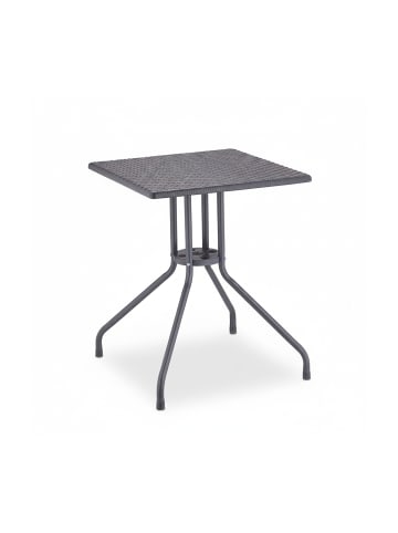 relaxdays Gartentisch "Rattan-Optik" in Grau - (B)61 x (H)75 x (T)61 cm