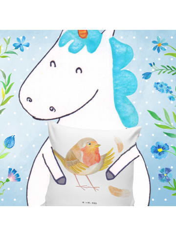 Mr. & Mrs. Panda kissen für sofa Rotkehlchen Federn ohne Spruch in Weiß