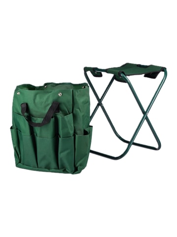 relaxdays Gartenwerkzeug Hocker in Grün - (B)30 x (H)42 x (T)39 cm