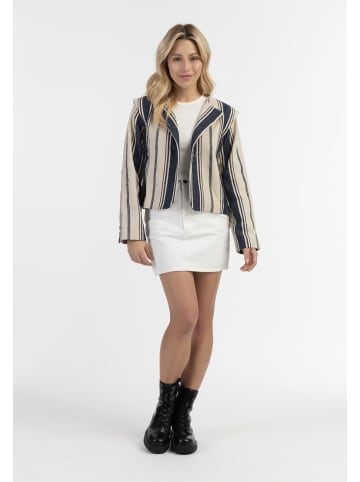 DreiMaster Damen Kurze Blazerjacke in Dunkelmarine Wollweisser Streifen