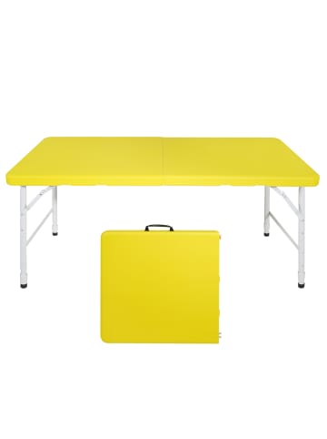 ABRIHOME Gartentisch in Gelb 25 cm höhenverstellbar 135 kg Tragkraft für Camping
