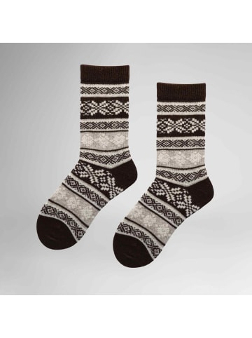 Hudson Socken Cozy Nordic gemustert in Coffee brown