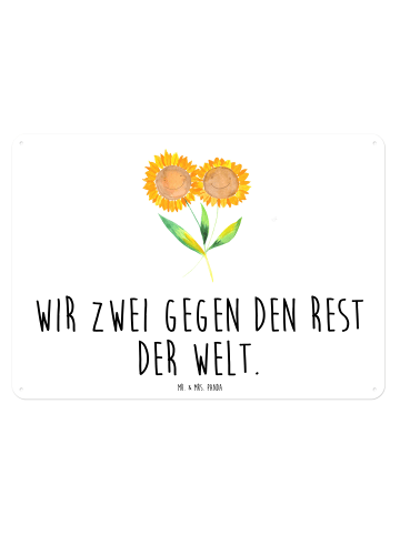 Mr. & Mrs. Panda Blechschild Blume Sonnenblume mit Spruch in Weiß