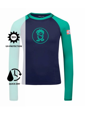 Trollkids Longsleeve "Kvalvika" in Pfeffergrün/Marineblau