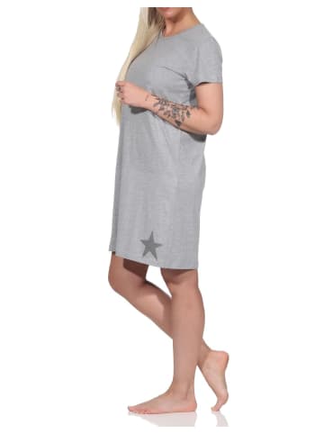 NORMANN Kurznachthemd Bigshirt Stern Applikation - 74718 in hellgrau