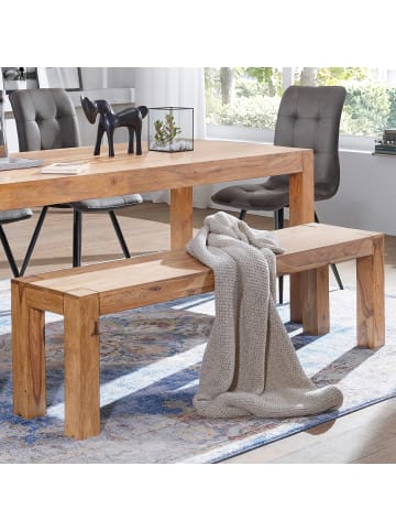 FineBuy Sitzbänk in Braun / Akazie / 140x35x45