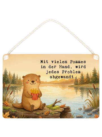 Mr. & Mrs. Panda Schild Otter See Pommes Design mit Spruch in Weiß