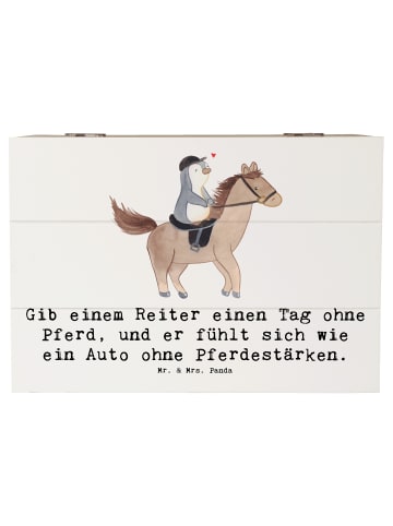 Mr. & Mrs. Panda Holzkiste Reitsport Liebe mit Spruch in Weiß