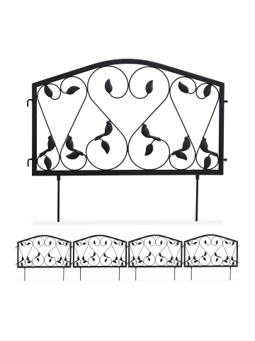 relaxdays 12tlg. Beetzaun Set in Schwarz - (B)675 x (H)33 cm