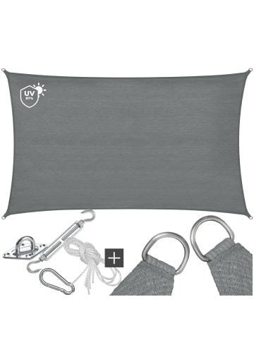 tectake Sonnensegel Sunny umfangreiches Montagematerial, grau