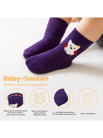 Yalion 3er-Set: Weiche Socken Vollplüsch Fuchs in Beige 