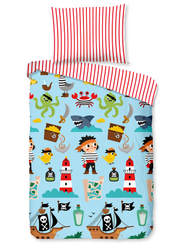 Good Morning Renforcé Kinder-Bettwäsche in hellblau