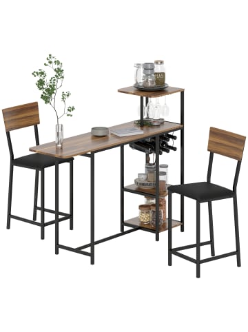 HOMCOM Bartisch Set-140L x 40B x 116H cm-Braun