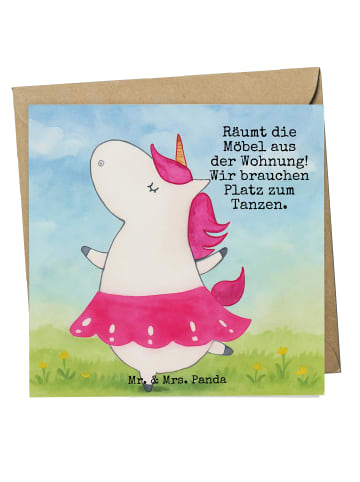 Mr. & Mrs. Panda Einladungskarte Einhorn Ballerina Design mit Sp... in Weiß