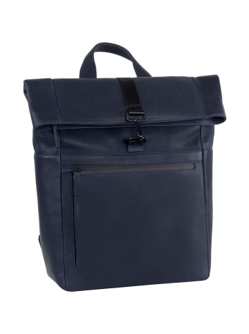 Leonhard Heyden Den Haag Rucksack Leder 40 cm Laptopfach blau