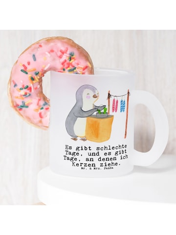 Mr. & Mrs. Panda Glastasse Pinguin Kerzenziehen mit Spruch in Transparent