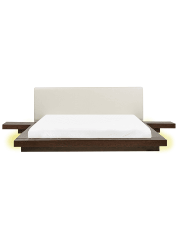 Beliani Doppelbett ZEN in Braun/Weiß - (W) 328 x (H) 86 x (L) 229 cm