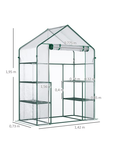 Outsunny Foliengewächshaus 142L x 73B x 195H cm Transparent