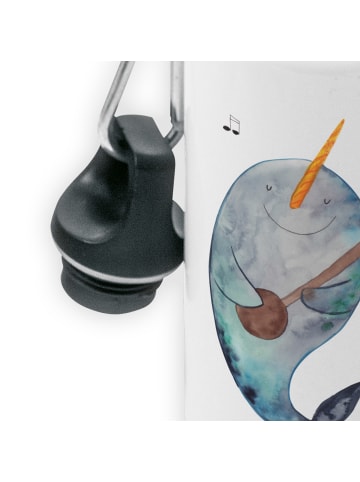 Mr. & Mrs. Panda Wasserflasche Narwal Gitarre ohne Spruch in Weiß