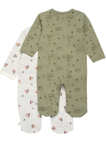 Pippi Babywear Kinder Schlafanzug "Nightsuit w/f-buttons 2-pack" in Grün