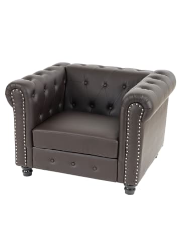 MCW Luxus Sessel Chesterfield, Runde Füße, braun