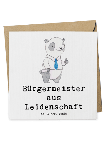 Mr. & Mrs. Panda Klappkarte Bürgermeister Leidenschaft mit Spruch in Weiß