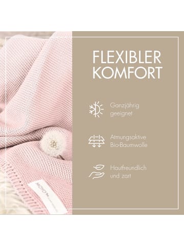 MOYO Babydecke Linksstrick Pointelle „Wilde Rosenblüte“ In Rose - 75x100 cm