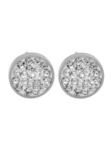 Adeliás Damen Ohrringe – Ohrstecker aus Edelstahl mit Strass Steinchen in silber