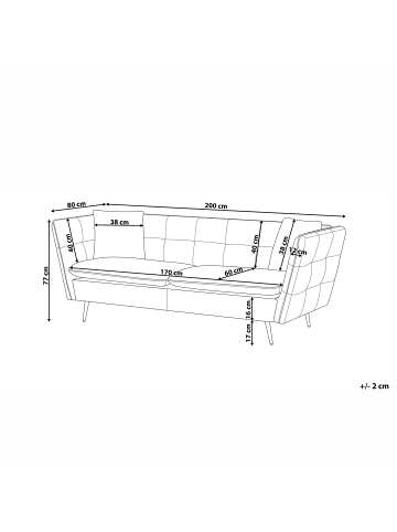 Beliani 3-Sitzer Sofa FREDERICA in Weiß/Gold - (W) 200 x (H) 77 x (L) 80 cm