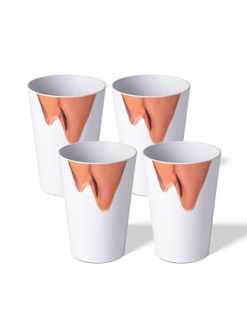 Stoneline Trinkbecher 400 ml rPET Set 4-teilig, mit Eichstrich in Natur