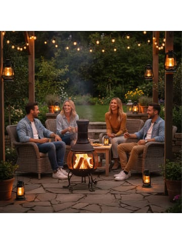 relaxdays Aztekenofen in Rot-Bronze - (B)45x (H)89 x (T)45 cm