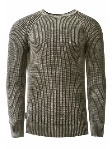 Rusty Neal Verwaschener Strickpullover im Vintage Look in Khaki