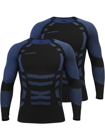 normani 2x Herren Thermo Langarmshirt in Blau/Schwarz