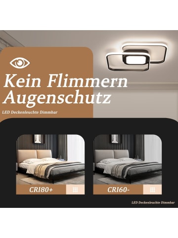 ZMH Deckenleuchte LED 2-flammige eckig in schwarz dimmbar 48W Flurlampe L 50cm