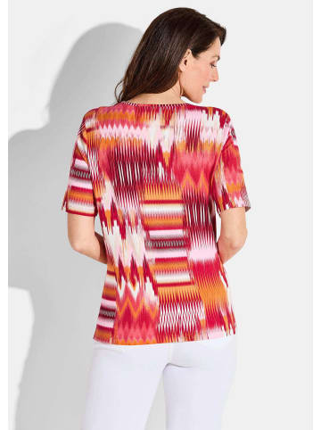 GOLDNER Shirt in rot / weiß / orange / gemustert