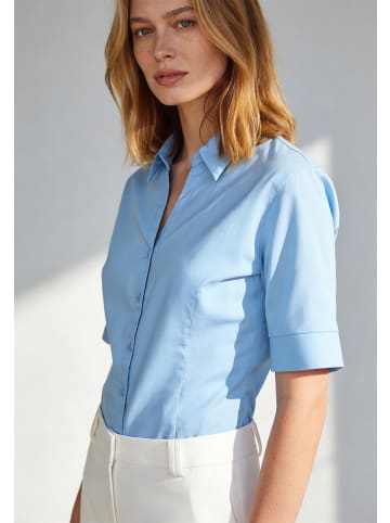 More & More klassische, taillierte Basic-Bluse in skyblue