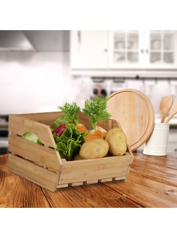 relaxdays 3 x Stapelkiste in Natur - (B)27 x (H)20,5 x (T)38 cm