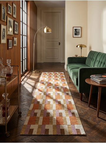 KADIMA DESIGN Teppich Flachgewebe Pflegeleicht COQUET Kachel Muster Wohnzimmer in Orange-Natur