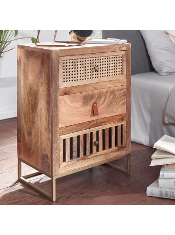 FineBuy Nachttisch in Braun / Mango / 40x30x60