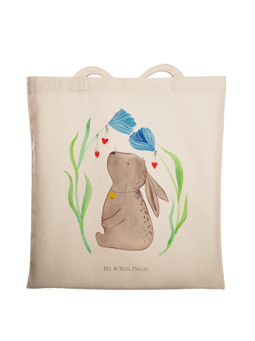 Mr. & Mrs. Panda Stofftragetasche Hase Blume ohne Spruch in Creme