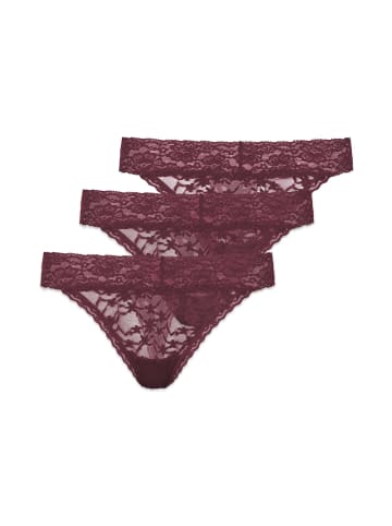 SNOCKS Tangas aus Spitze 3 Stück in Weinrot