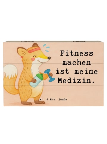 Mr. & Mrs. Panda truhe holz Fuchs Fitness Design mit Spruch in Weiß