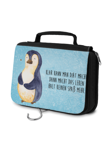 Mr. & Mrs. Panda Reisebeutel Pinguin Diät mit Spruch in Eisblau