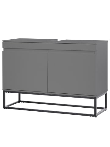 home24 home24 Waschbeckenunterschrank (1er Set) - Weiß - MDF & Metall - 80.0 x 57.0 x 30.0 cm in Dunkelgrau