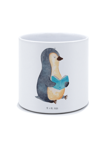 Mr. & Mrs. Panda Blumentopf Groß Pinguin Buch ohne Spruch in Weiß