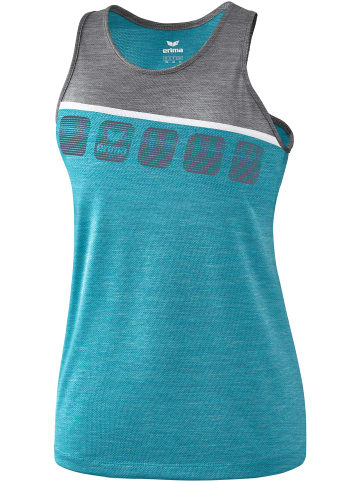 erima 5-C Tanktop in oriental blue melange/grau melange/weiss