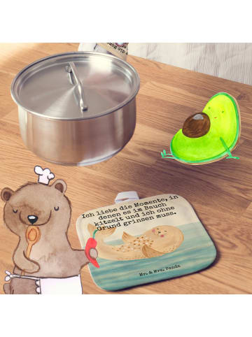 Mr. & Mrs. Panda Ofenhandschuhe Robbe Liegen Design mit Spruch in Weiß