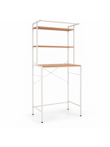 relaxdays Waschmaschinenschrank in Natur/ Weiß - (B)66 x (H)161 x (T)40 cm